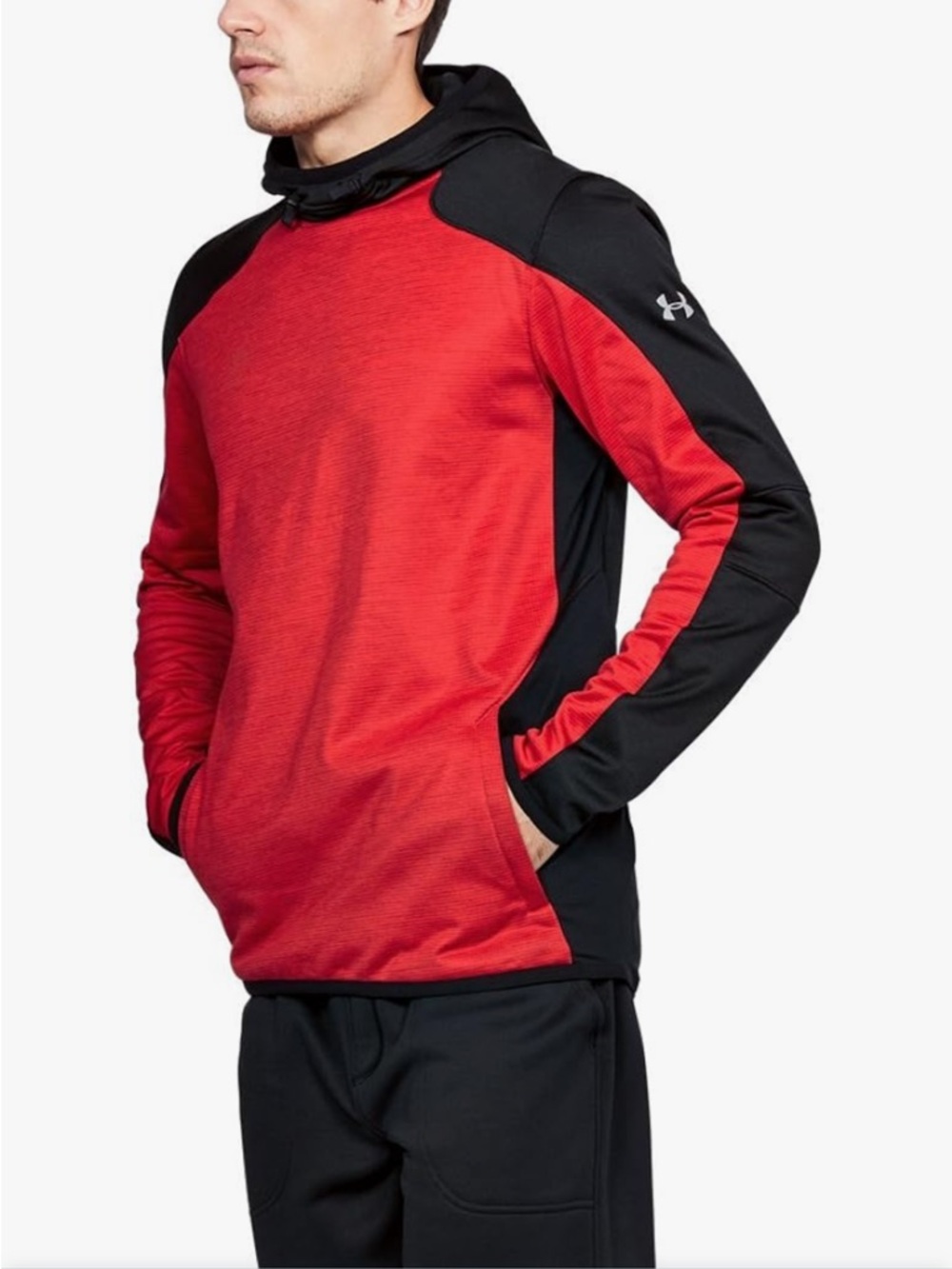 Red and Black Under Armour ColdGear Reactor Fleece Hoodie
